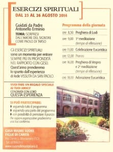 programma Esercizi spirituali